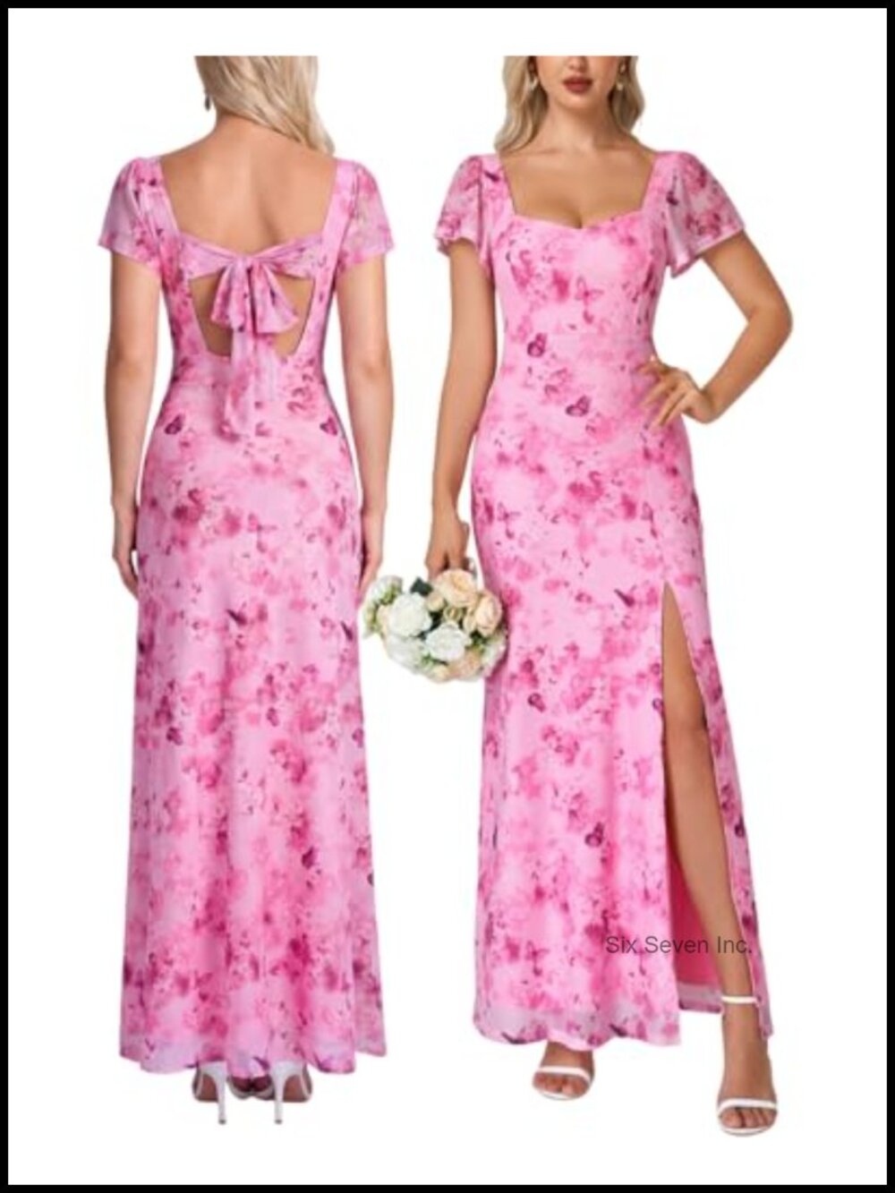 Women's Sheer Short Sleeve Mesh Maxi Dress Sweetheart Neckline Open Back